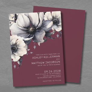 Burgundy Floral Wedding Invitation