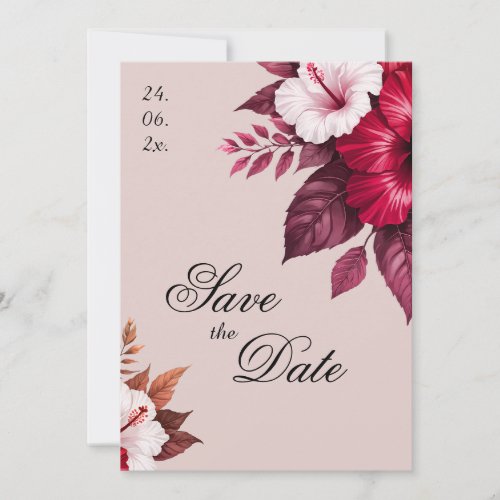 Burgundy Floral Wedding Invitation Save The Date