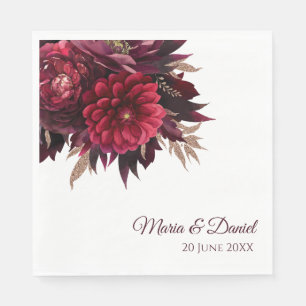 Burgundy Floral Wedding Napkins