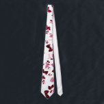 Burgundy Floral Wedding Necktie<br><div class="desc">Burgundy Floral Wedding Necktie. This Burgundy Blush floral necktie is sure to become the center of attention,  fabulous and flowery.</div>