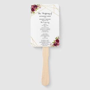 Burgundy Floral Wedding Program Fan