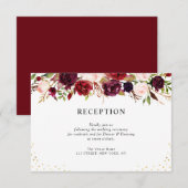 burgundy floral wedding reception card | Zazzle