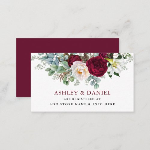 Burgundy Floral Wedding Registry Insert Card