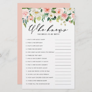 Burgundy Floral Who Knows Bride the Best Game