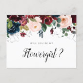 burgundy floral will you be my Flowergirl card (Front)