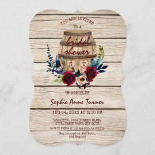 Burgundy Floral Wine Barrel Bridal Shower Invitation