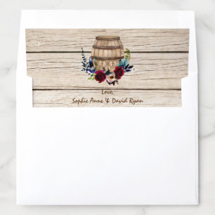 Burgundy Floral Wine Barrel Fall Wedding Envelope Liner