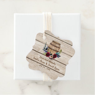 Burgundy Floral Wine Barrel Fall Wedding Favor Tags