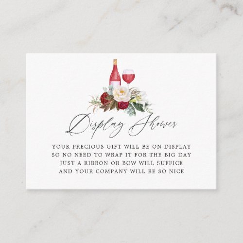 Burgundy Floral Wine Tasting Bridal Shower Game Enclosure Card