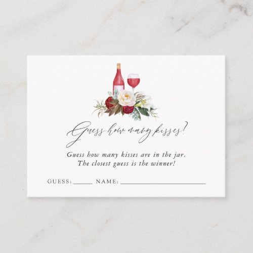 Burgundy Floral Wine Tasting Bridal Shower Game Enclosure Card