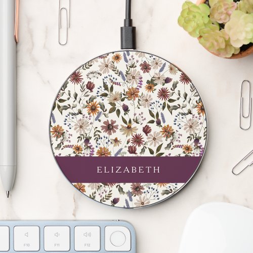 Burgundy Floral Wireless Charger