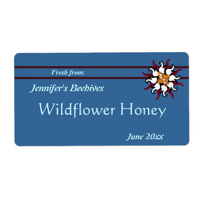 Burgundy Floral with Stripes Canning Label (Front)