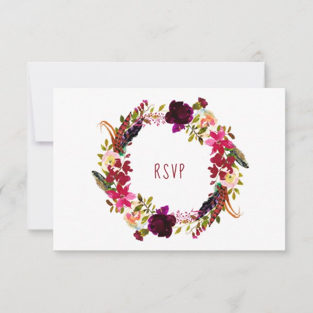 Burgundy Floral Wreath RSVP entree choice (Front)