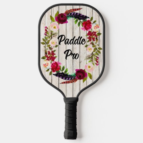 Burgundy Florals Feathers Wood 2 Paddle Pro