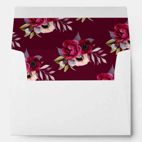 Burgundy florals white envelope