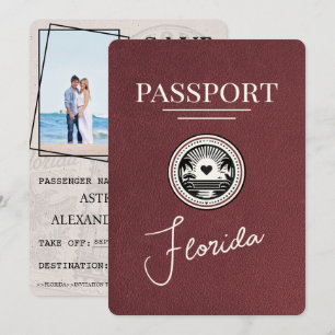 Burgundy Florida Passport Save The Date