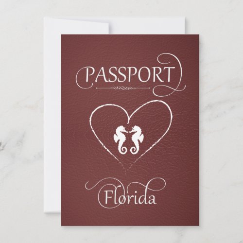 Burgundy Florida Passport Save the Date Card