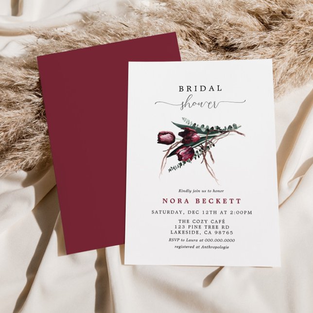 Burgundy Flower Bunch Bridal Shower Invitation (Creator Uploaded)