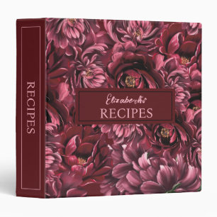 Burgundy Flower Elegance 3 Ring Binder