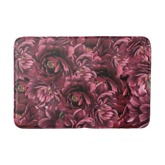 Burgundy Flower Elegance Bath Mat