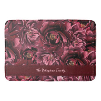 Burgundy Flower Elegance Bath Mat