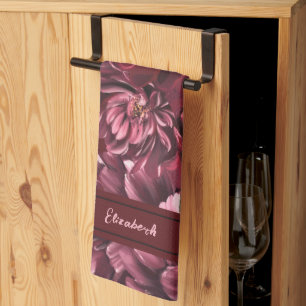Burgundy Flower Elegance Kitchen Towel