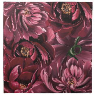 Burgundy Flower Elegance Wedding Cloth Napkin