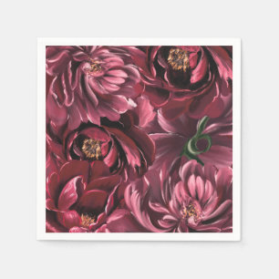 Burgundy Flower Elegance Wedding Napkins
