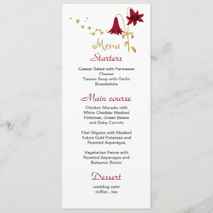 burgundy flower gold &white wedding menu