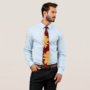 Burgundy Flower Pattern Neck Tie