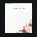 Burgundy Flower Personalized Notepad Stationery<br><div class="desc">More pretty Notepads in the Little Bayleigh Store!</div>