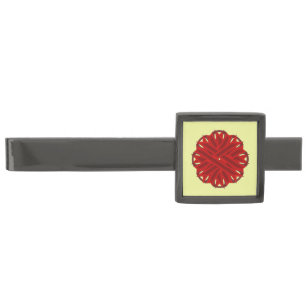 Burgundy Flower Ribbon by Kenneth Yoncich Gunmetal Finish Tie Clip