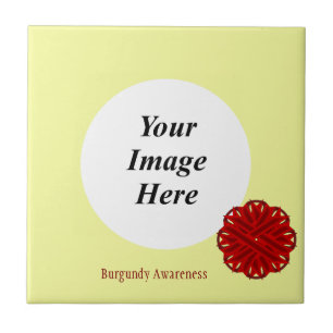 Burgundy Flower Ribbon Template by Kenneth Yoncich Ceramic Tile