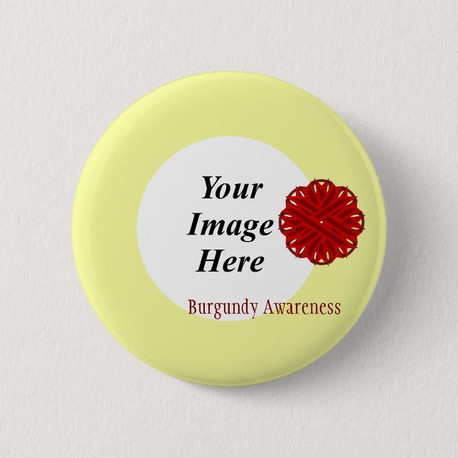 Burgundy Flower Ribbon Template by Kenneth Yoncich Pinback Button (Front)