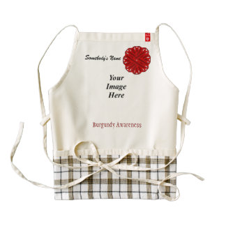 Burgundy Flower Ribbon Template Zazzle HEART Apron