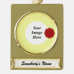 Burgundy Flower Ribbon Tmpl by Kenneth Yoncich Gold Plated Banner Ornament