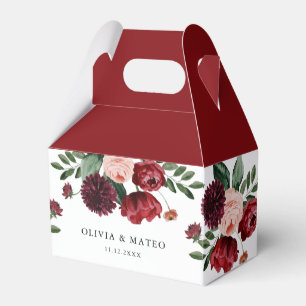 Burgundy Flower Wedding Favor Boxes