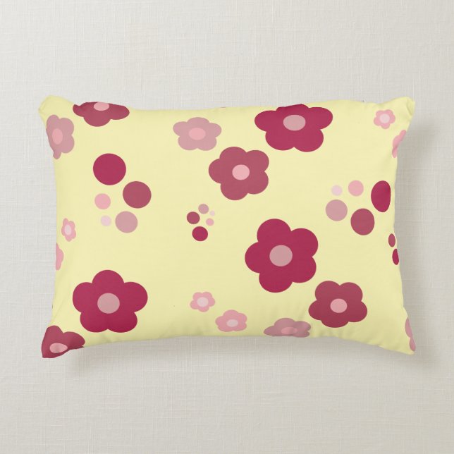 Burgundy Flowered Accent Pillow (Front)