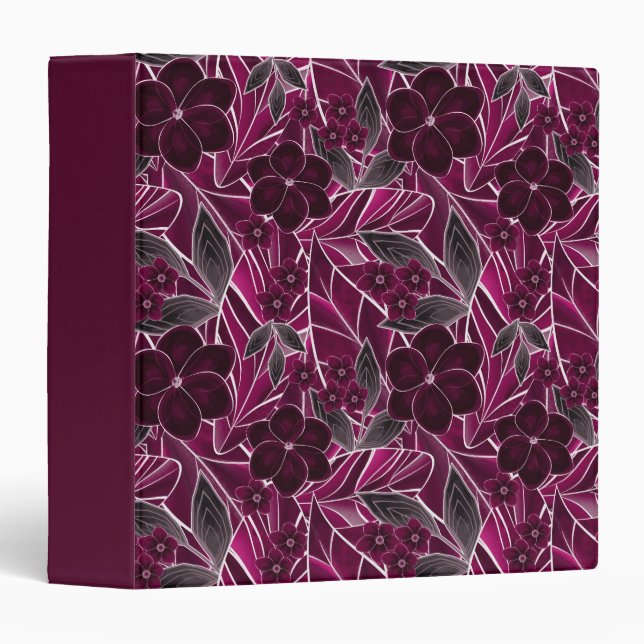 Burgundy flowers. 3 ring binder (Front/Spine)