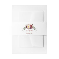 Burgundy Flowers Elegant Invitation Belly Band