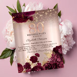 Burgundy Flowers Glitter Rose Gold 80th Birthday   Invitation<br><div class="desc">A modern,  chic and glamorous invitation with an elegant gold tiara,  string lights,  and flowers.</div>