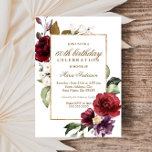 Burgundy Flowers Gold Border 60th Birthday Party Invitation<br><div class="desc">Burgundy Flowers Gold Border 60th Birthday Party Invitation

See matching collection in niche and nest store</div>