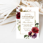 Burgundy Flowers Gold Border 70th Birthday Party Invitation<br><div class="desc">Burgundy Flowers Gold Border 70th Birthday Party Invitation

See matching collection in niche and nest store</div>