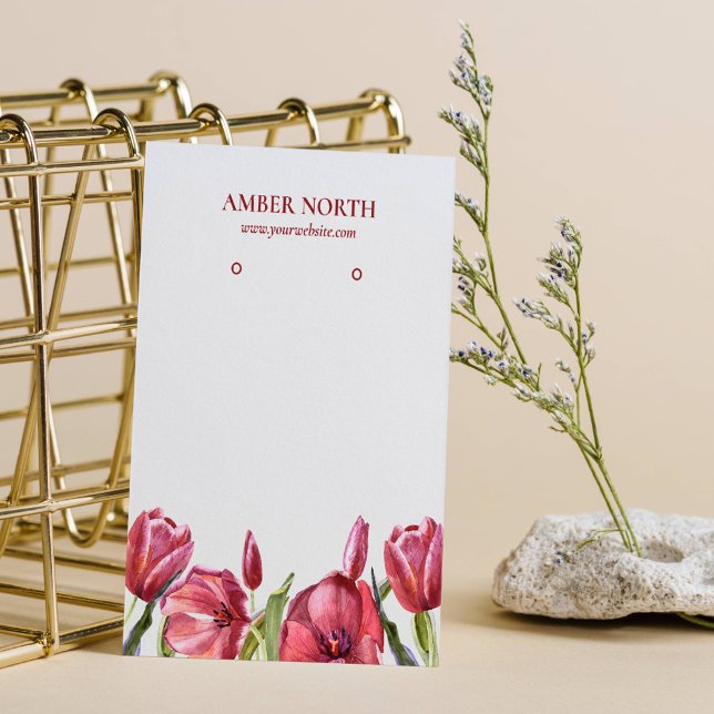 Burgundy Flowers Jewelry Earring Display Business Card (Creator Uploaded)