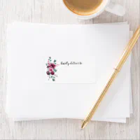 Blush pink holographic floral return address label