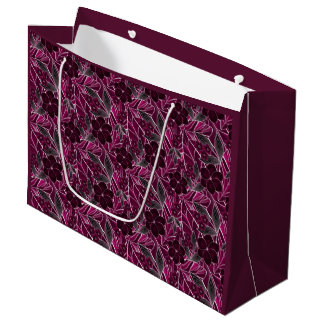 Burgundy flowers. large gift bag