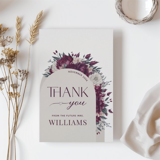 Burgundy Flowers Love in Bloom Thank you Card (Creator Uploaded)