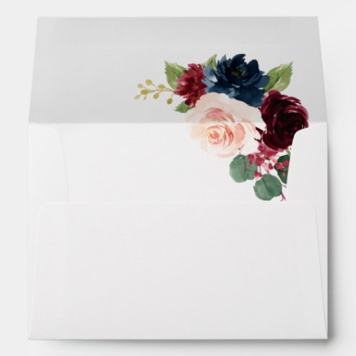 Burgundy Flowers Navy Flowers Bridal Shower Envelope