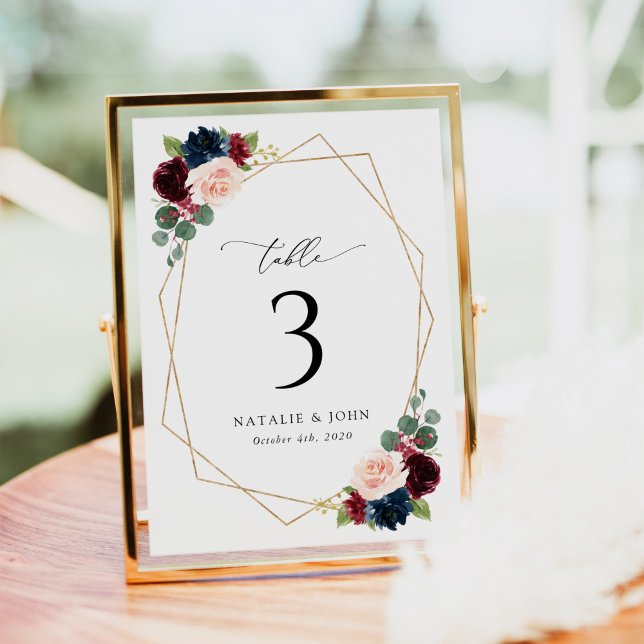 Burgundy Flowers, Navy Flowers, Table Numbers (Creator Uploaded)