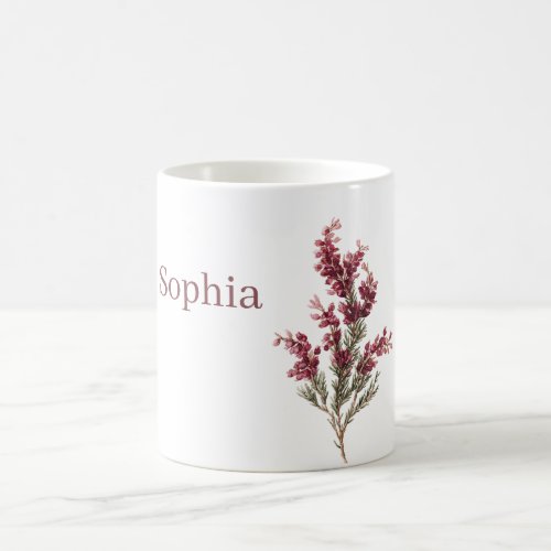 Burgundy Flowers Personalized Coffee Mug